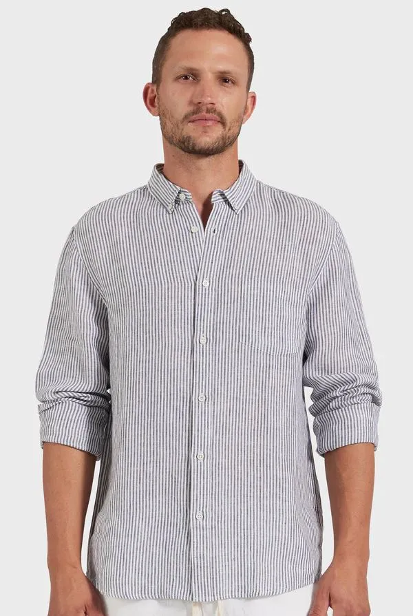 Academy Brand Men's Rory Linen Shirt - Navy