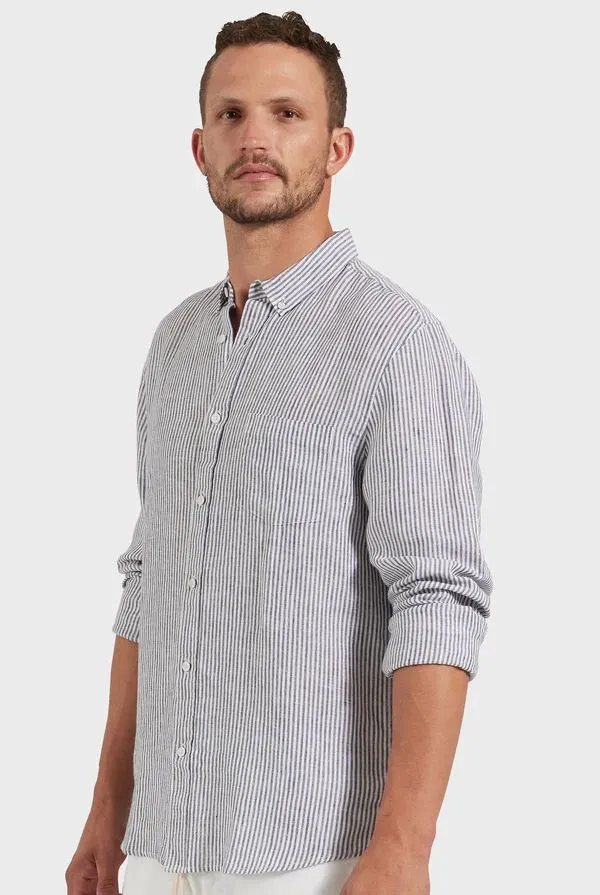 Academy Brand Men's Rory Linen Shirt - Navy