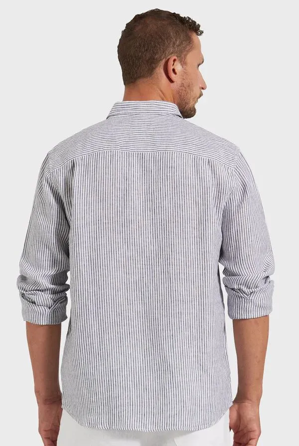 Academy Brand Men's Rory Linen Shirt - Navy