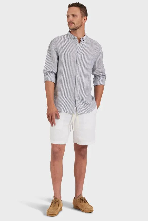 Academy Brand Men's Rory Linen Shirt - Navy