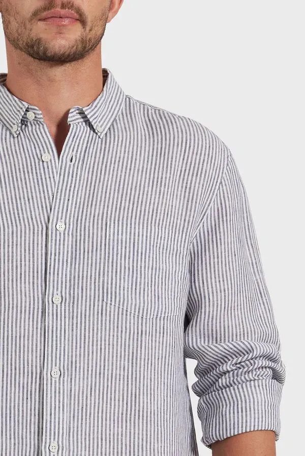 Academy Brand Men's Rory Linen Shirt - Navy