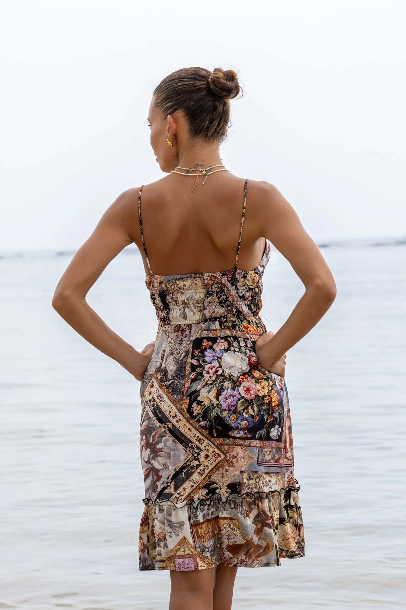 Alessia Black Abstract Ruched Mini Dress