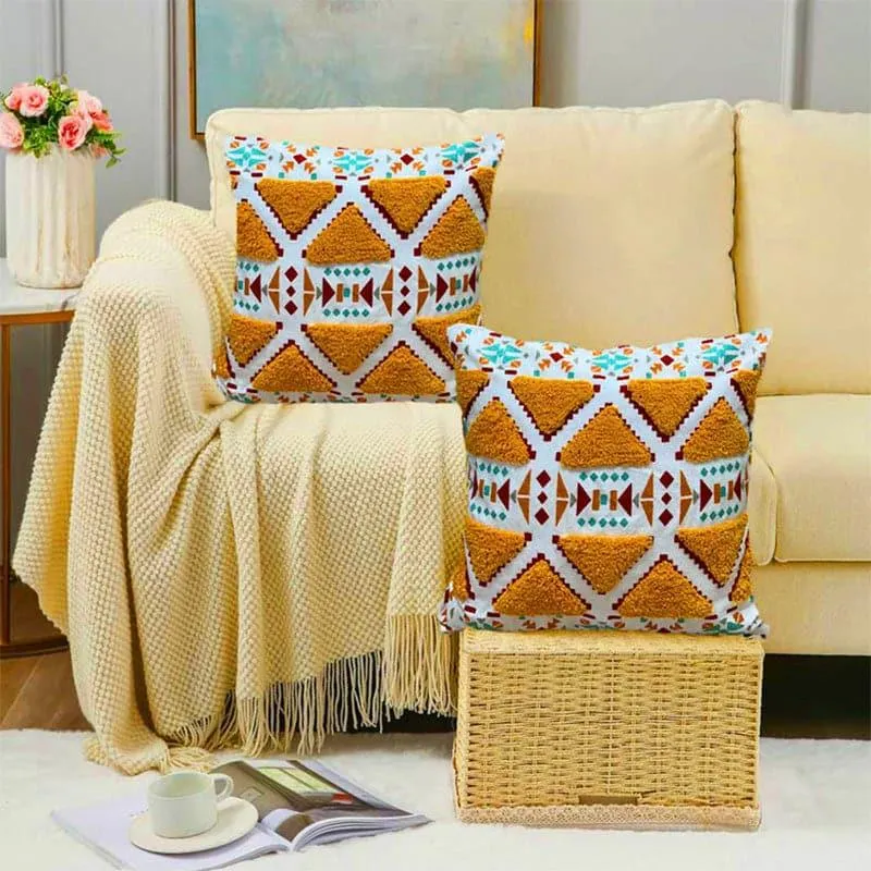 Amber Zest Tufted Cushion Cover - Set Of Two