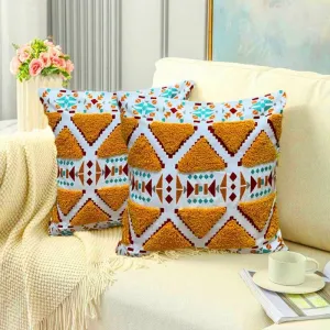 Amber Zest Tufted Cushion Cover - Set Of Two