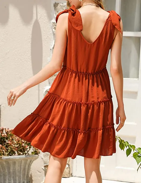 Army Green Sleeveless Summer Casual Dress Sexy Sleeveless Beach Dress Swing A Line Strap Sundresses - Clearlove