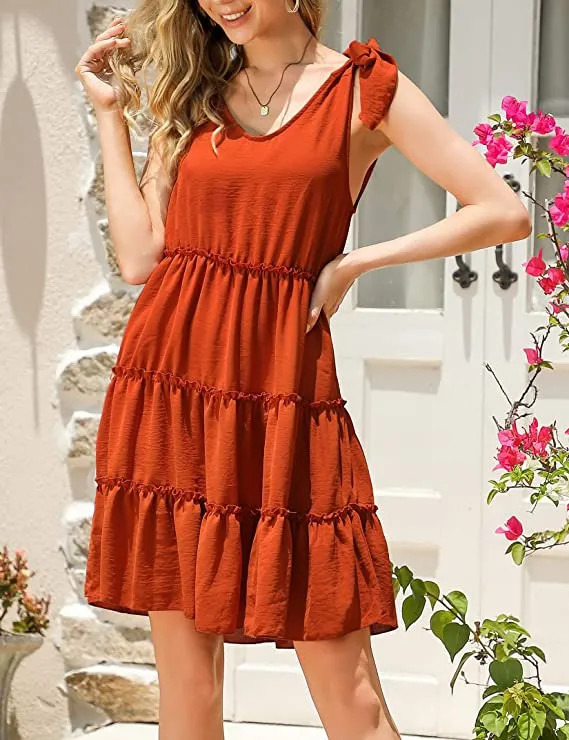 Army Green Sleeveless Summer Casual Dress Sexy Sleeveless Beach Dress Swing A Line Strap Sundresses - Clearlove