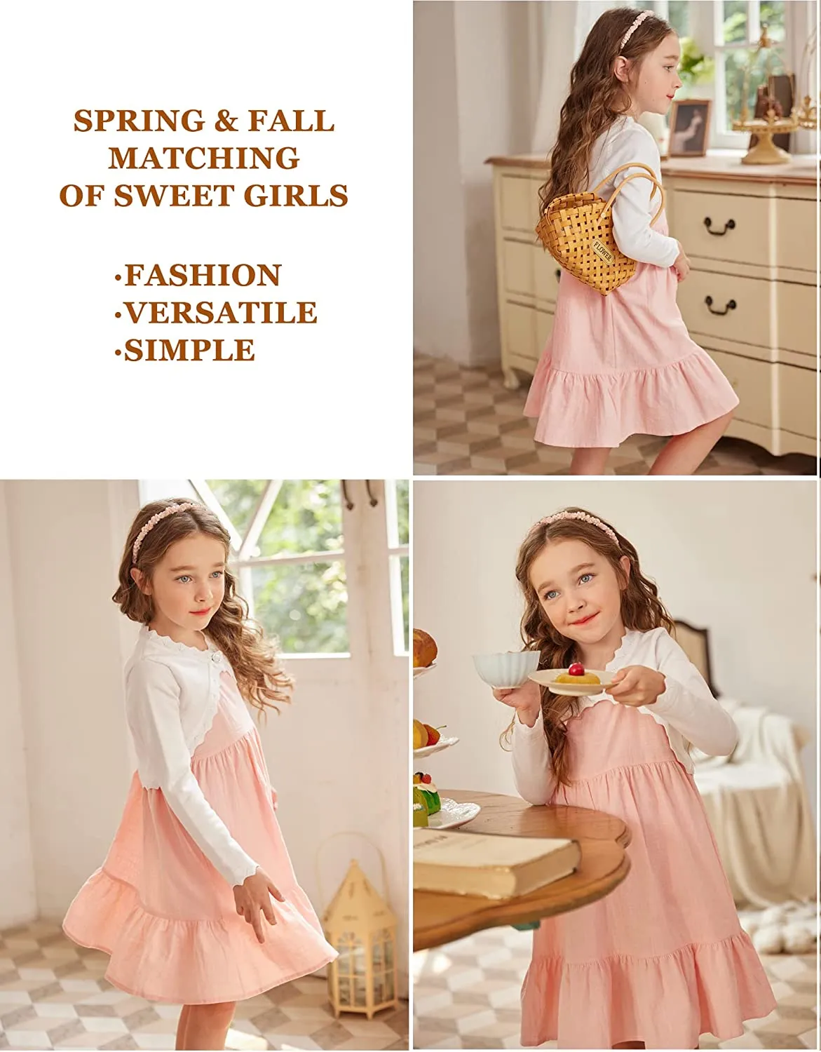 Arshiner Girl's Summer Sundress Spaghetti Strap Linen Midi Dress