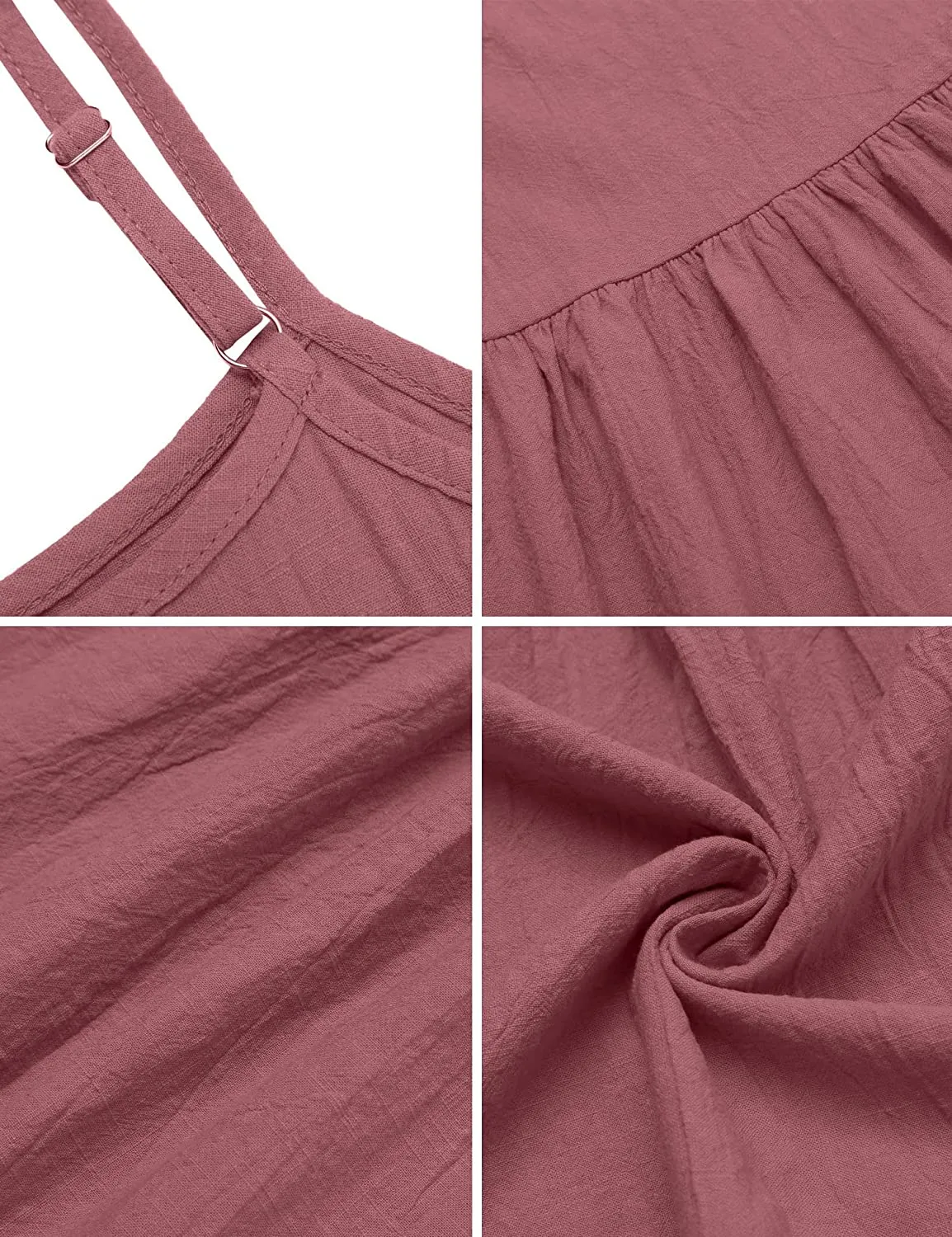 Arshiner Girl's Summer Sundress Spaghetti Strap Linen Midi Dress