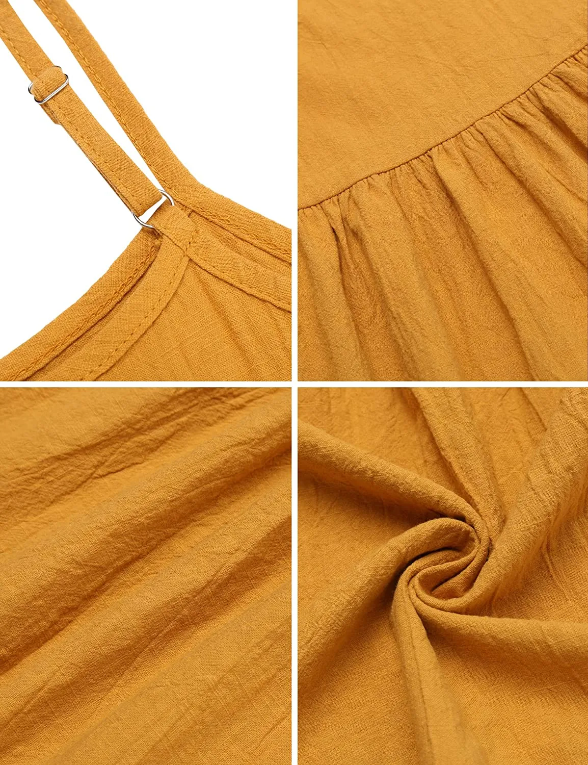Arshiner Girl's Summer Sundress Spaghetti Strap Linen Midi Dress