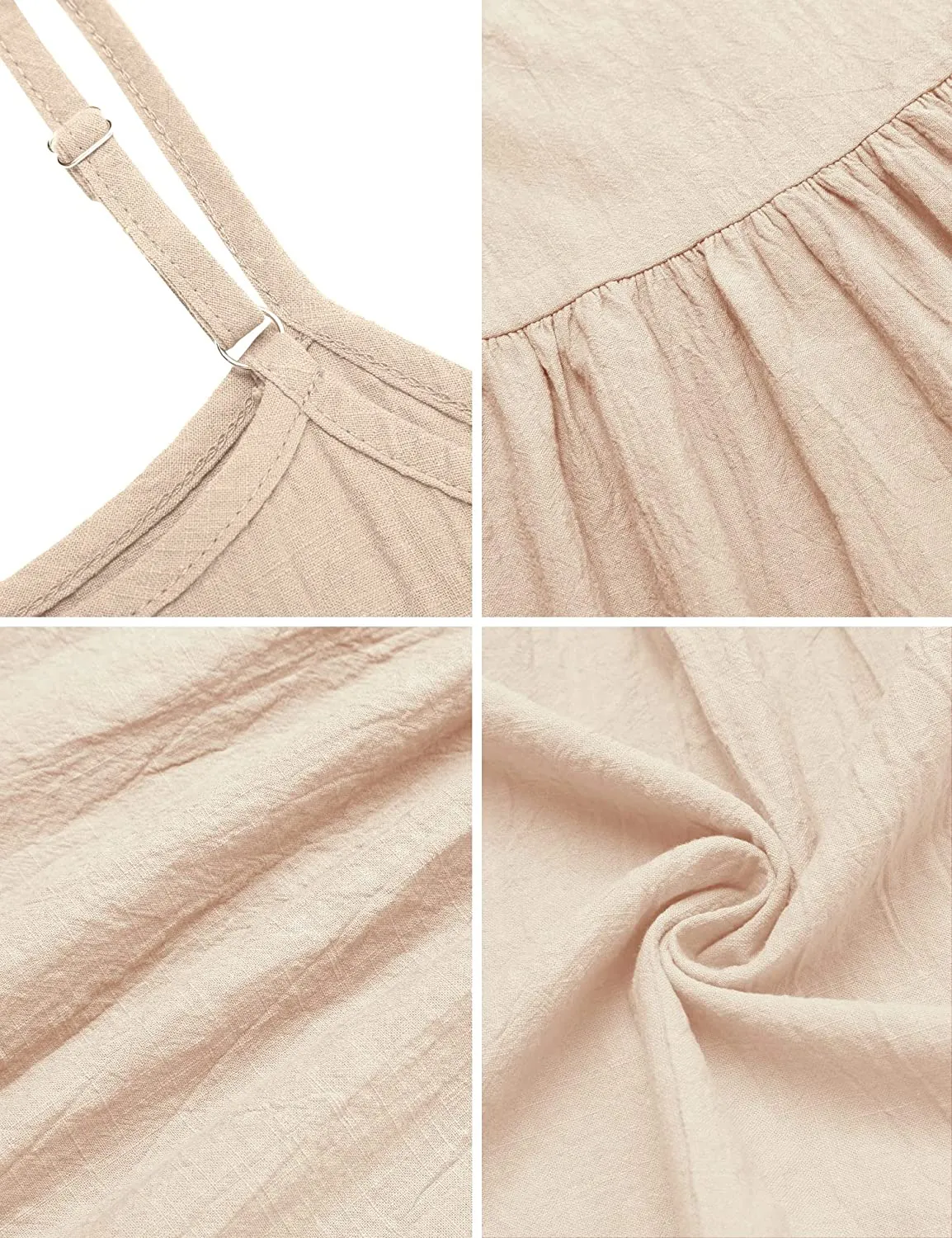 Arshiner Girl's Summer Sundress Spaghetti Strap Linen Midi Dress
