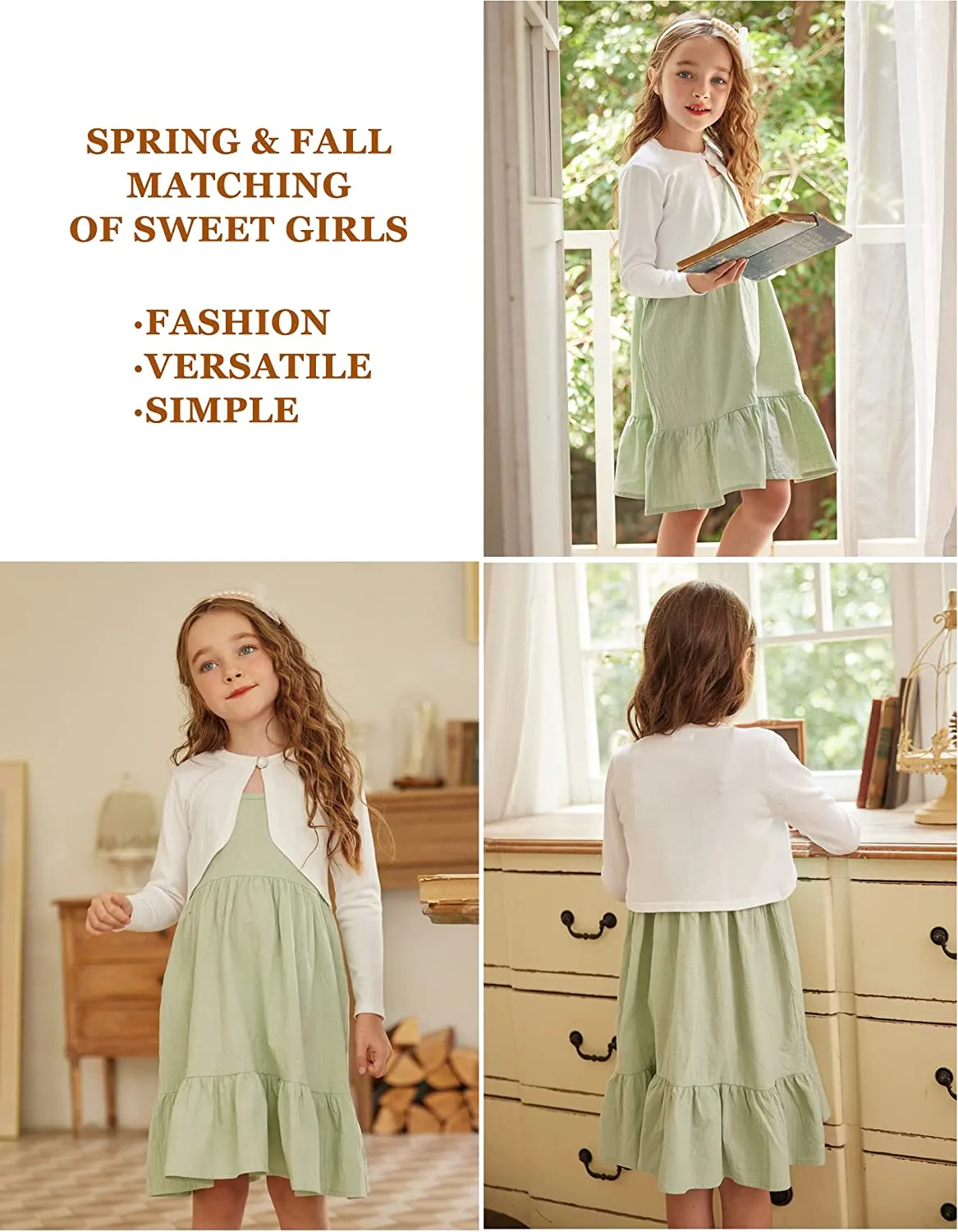 Arshiner Girl's Summer Sundress Spaghetti Strap Linen Midi Dress
