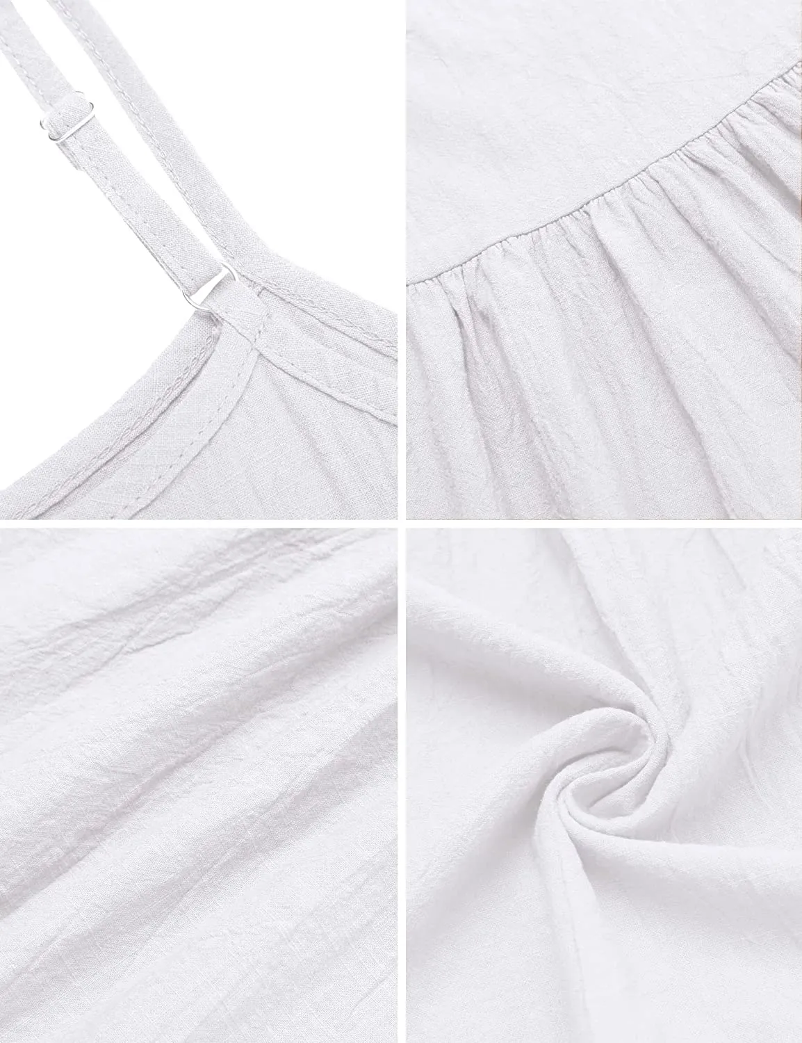 Arshiner Girl's Summer Sundress Spaghetti Strap Linen Midi Dress