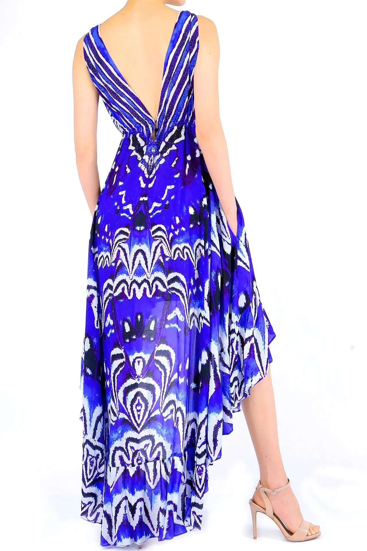 Azure High Low Ruffle Dress