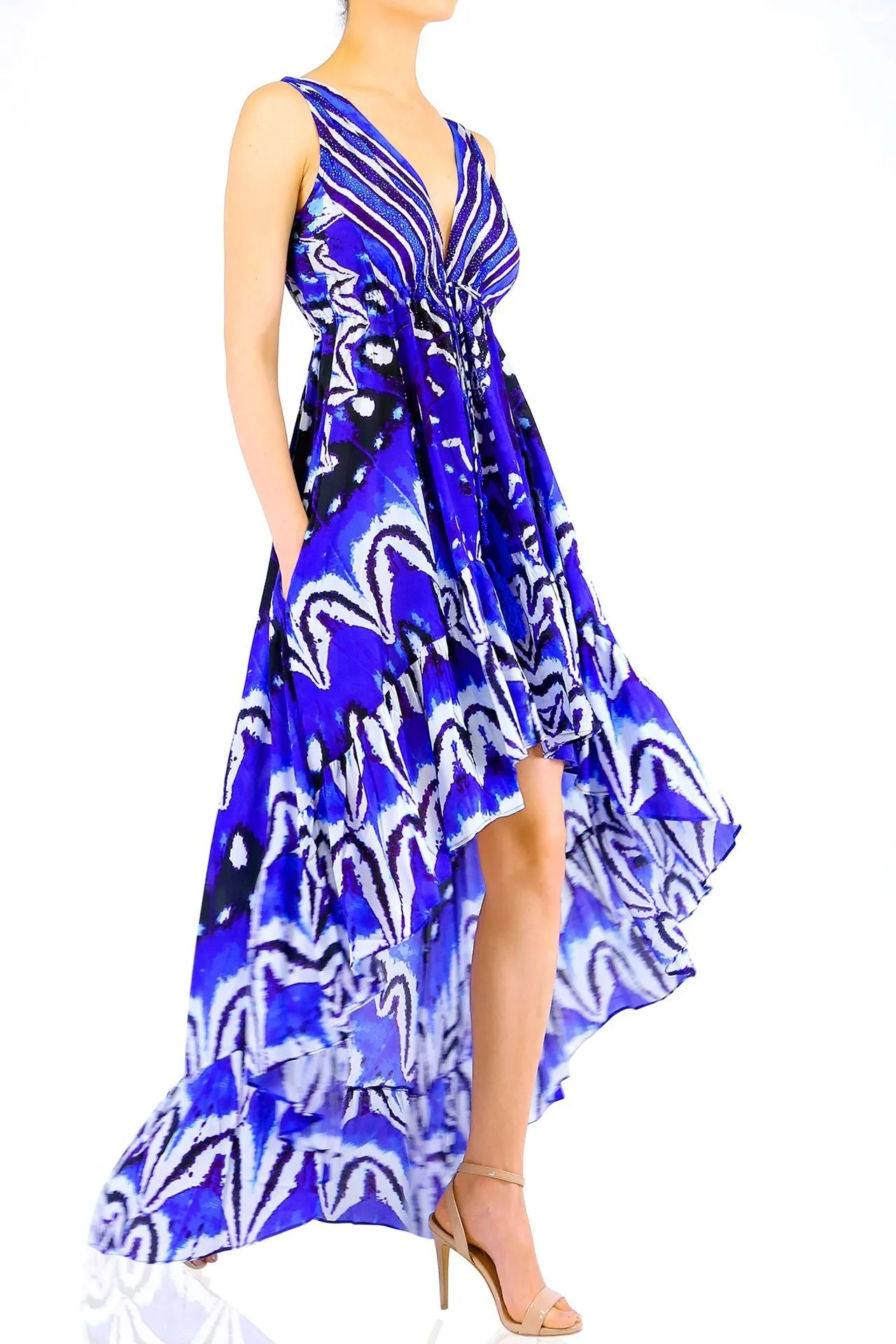 Azure High Low Ruffle Dress