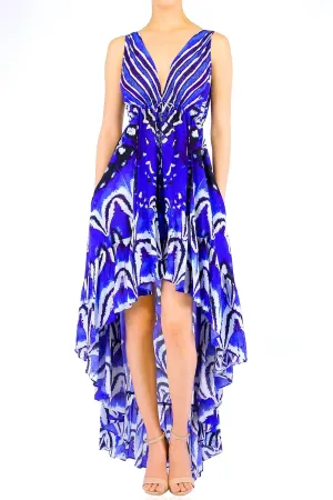 Azure High Low Ruffle Dress