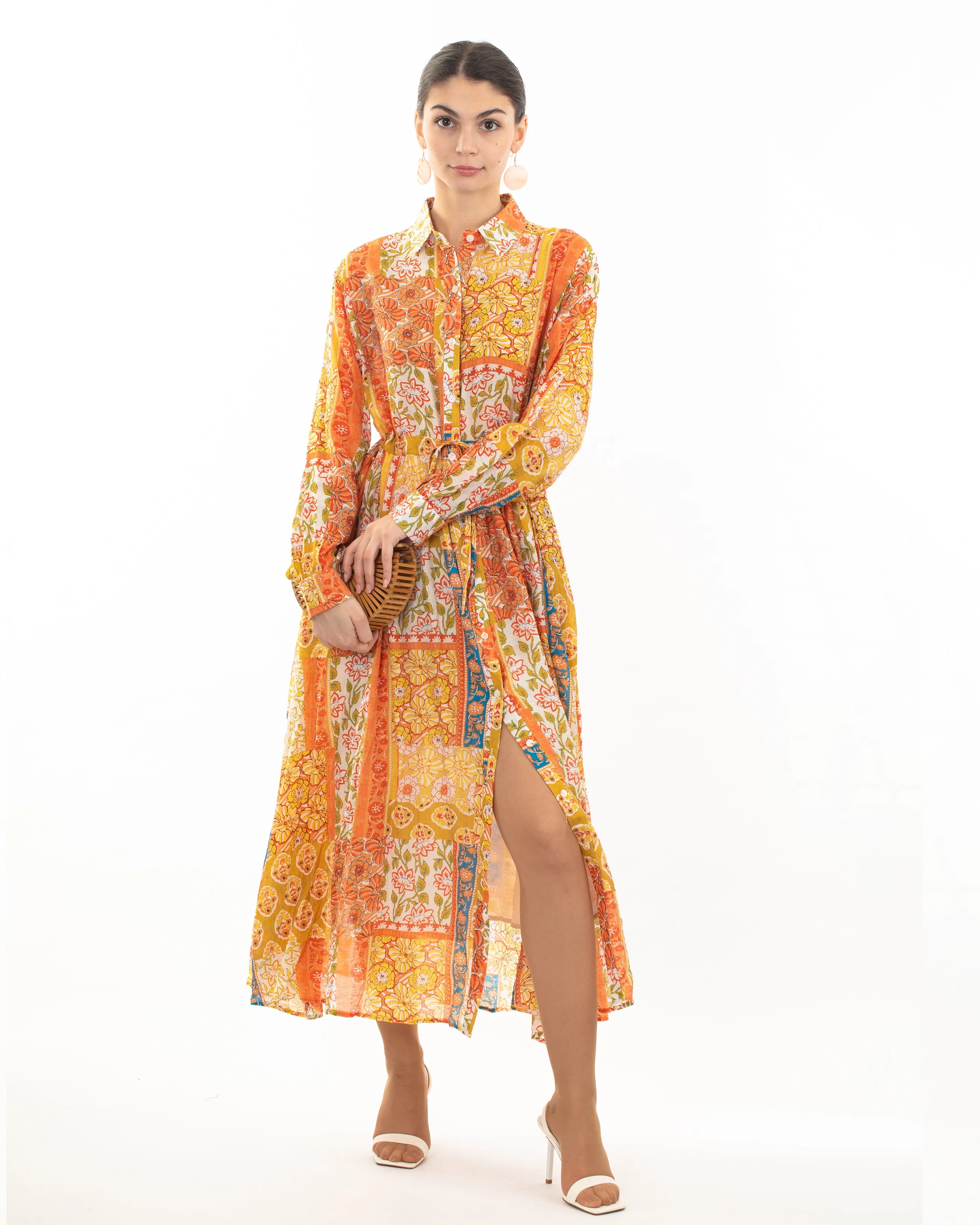 Bandana Patch Print Light Cotton Shirt Dress
