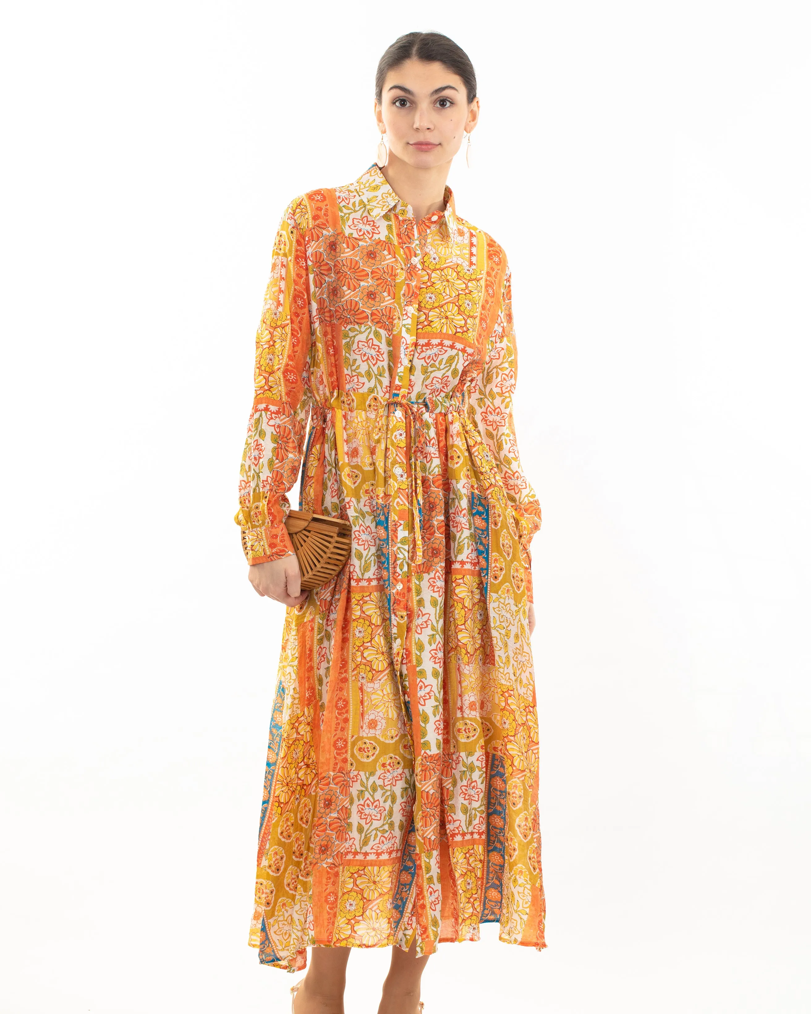 Bandana Patch Print Light Cotton Shirt Dress