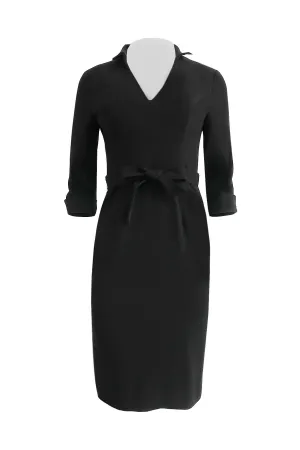 Black Collar V-Neck Dress