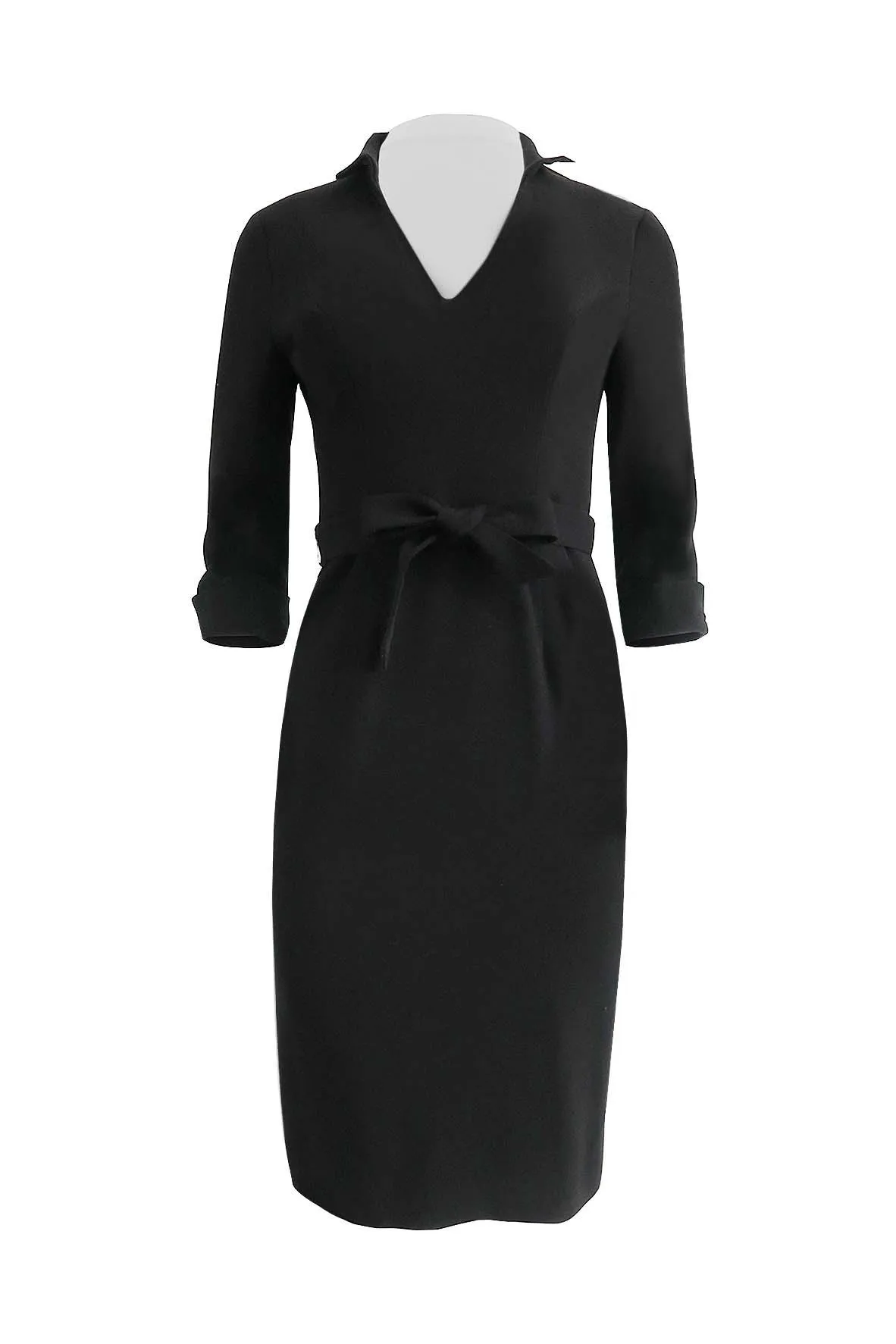 Black Collar V-Neck Dress