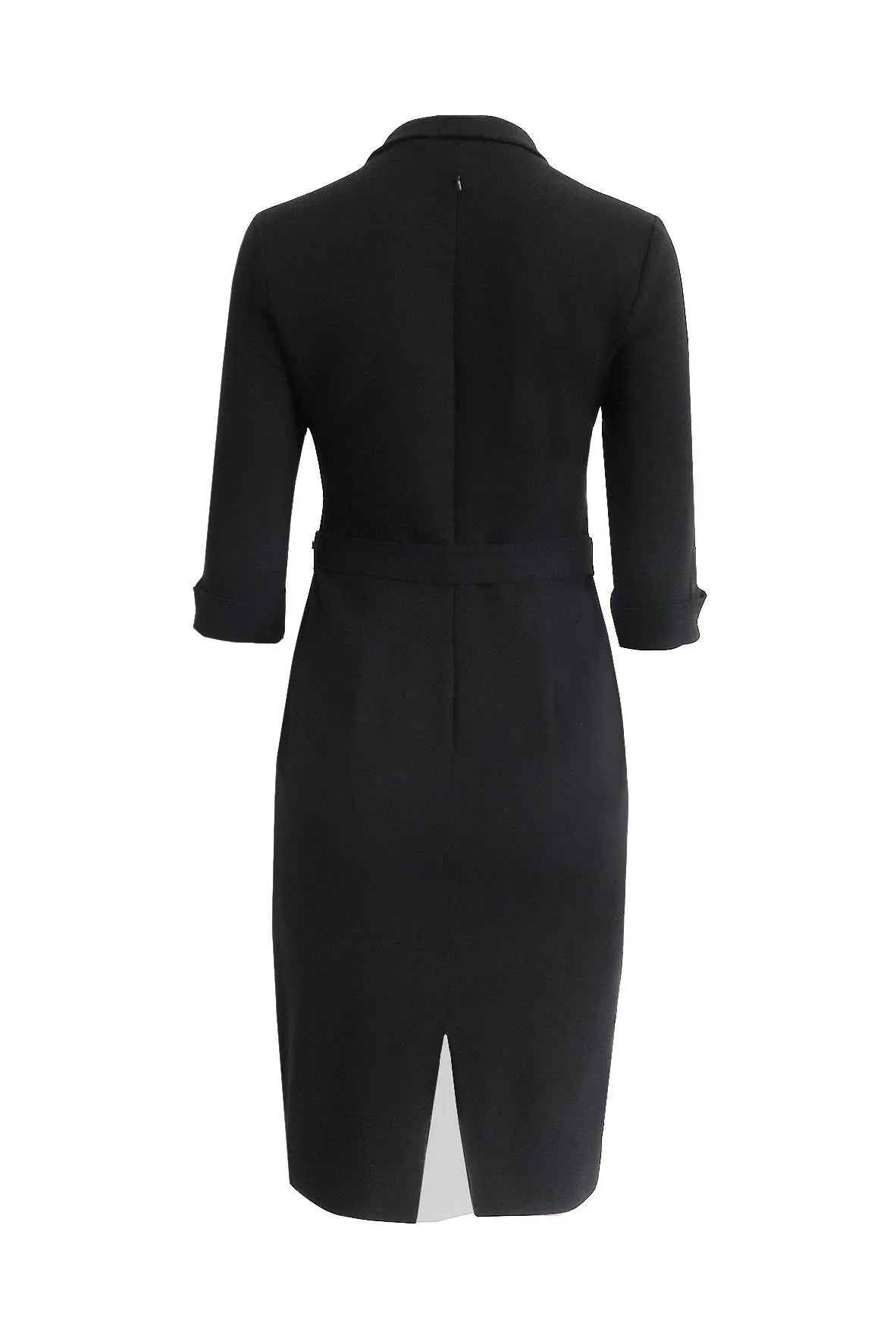 Black Collar V-Neck Dress