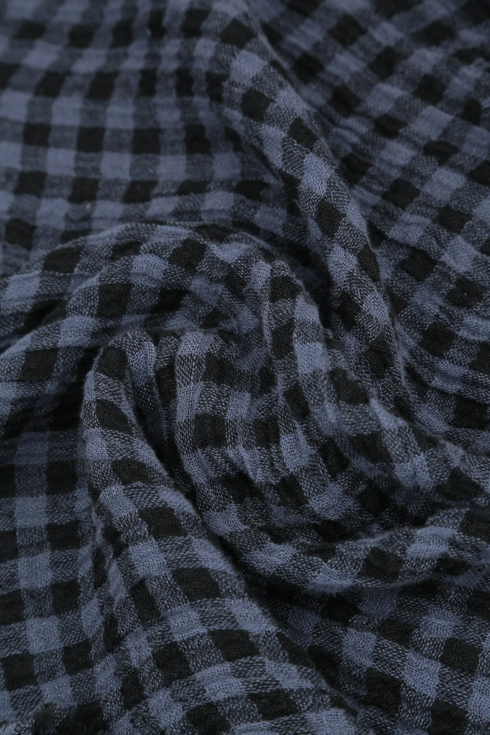 Blue Nova Check Gauze Linen Tunic Dress
