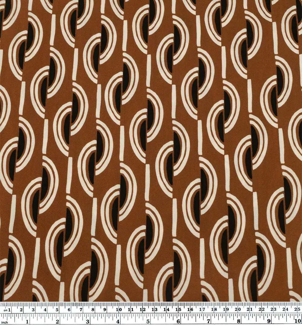 Boardwalk Printed Viscose Challis - Toffee/Ivory/Black