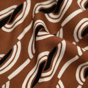 Boardwalk Printed Viscose Challis - Toffee/Ivory/Black