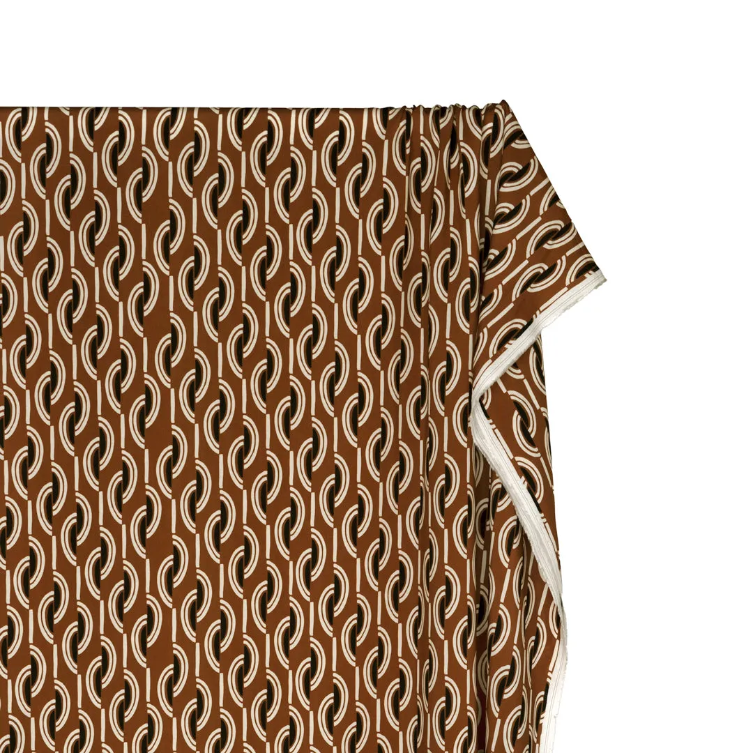 Boardwalk Printed Viscose Challis - Toffee/Ivory/Black