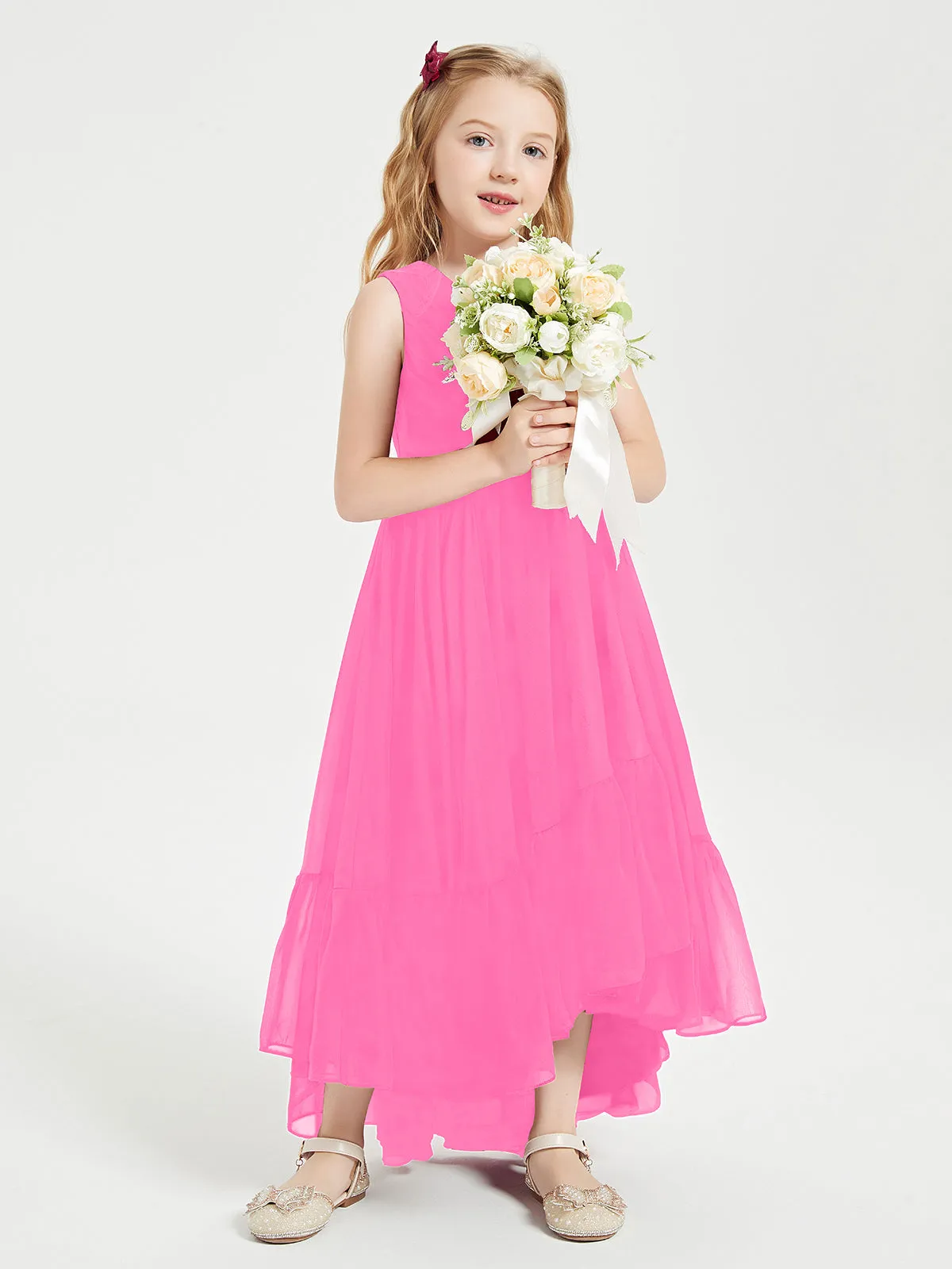 Boho Junior Bridesmaid Dresses Cascading Skirt Azalea