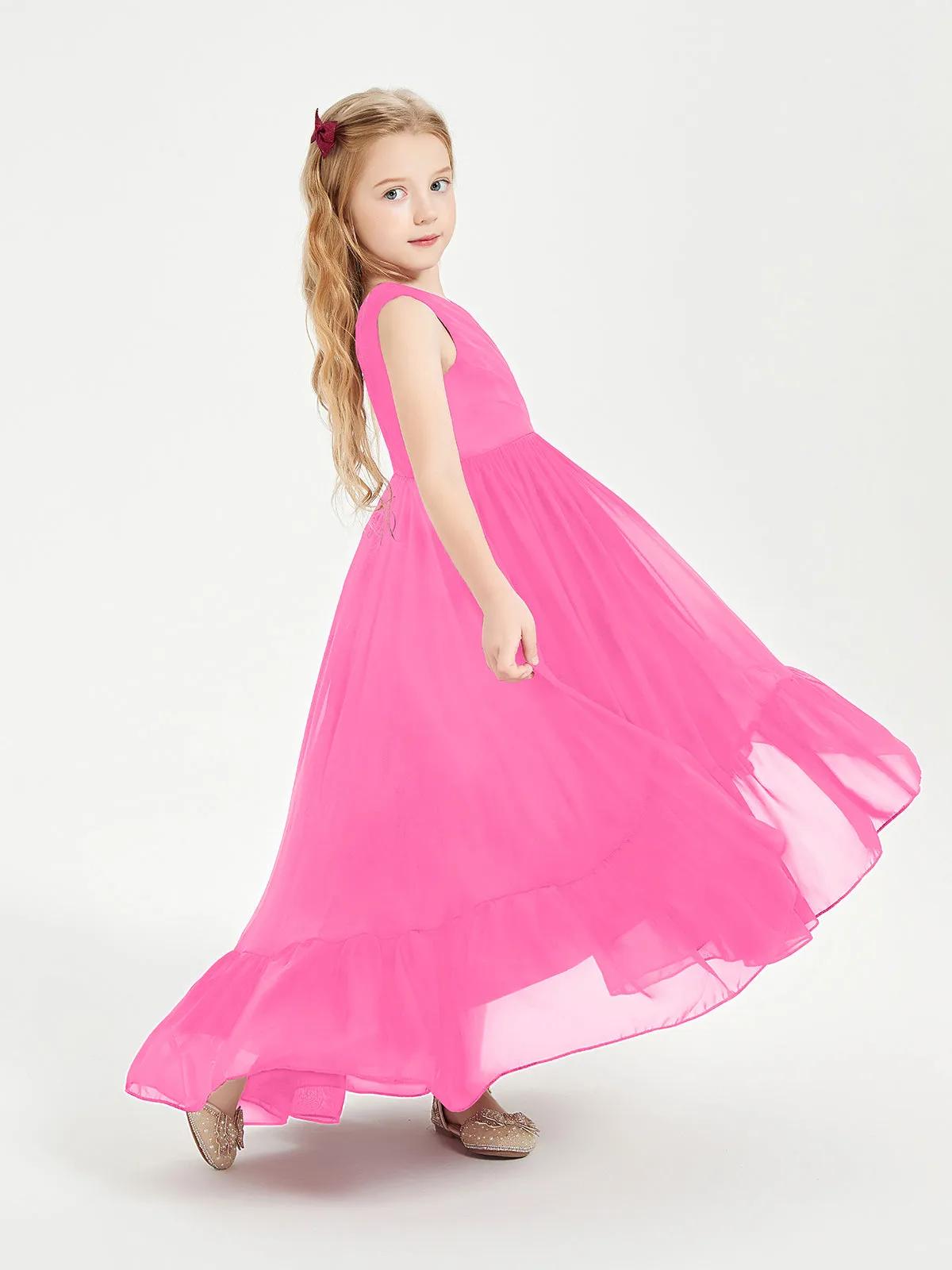 Boho Junior Bridesmaid Dresses Cascading Skirt Azalea