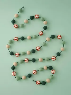 Candy cane felt bead Christmas garland
