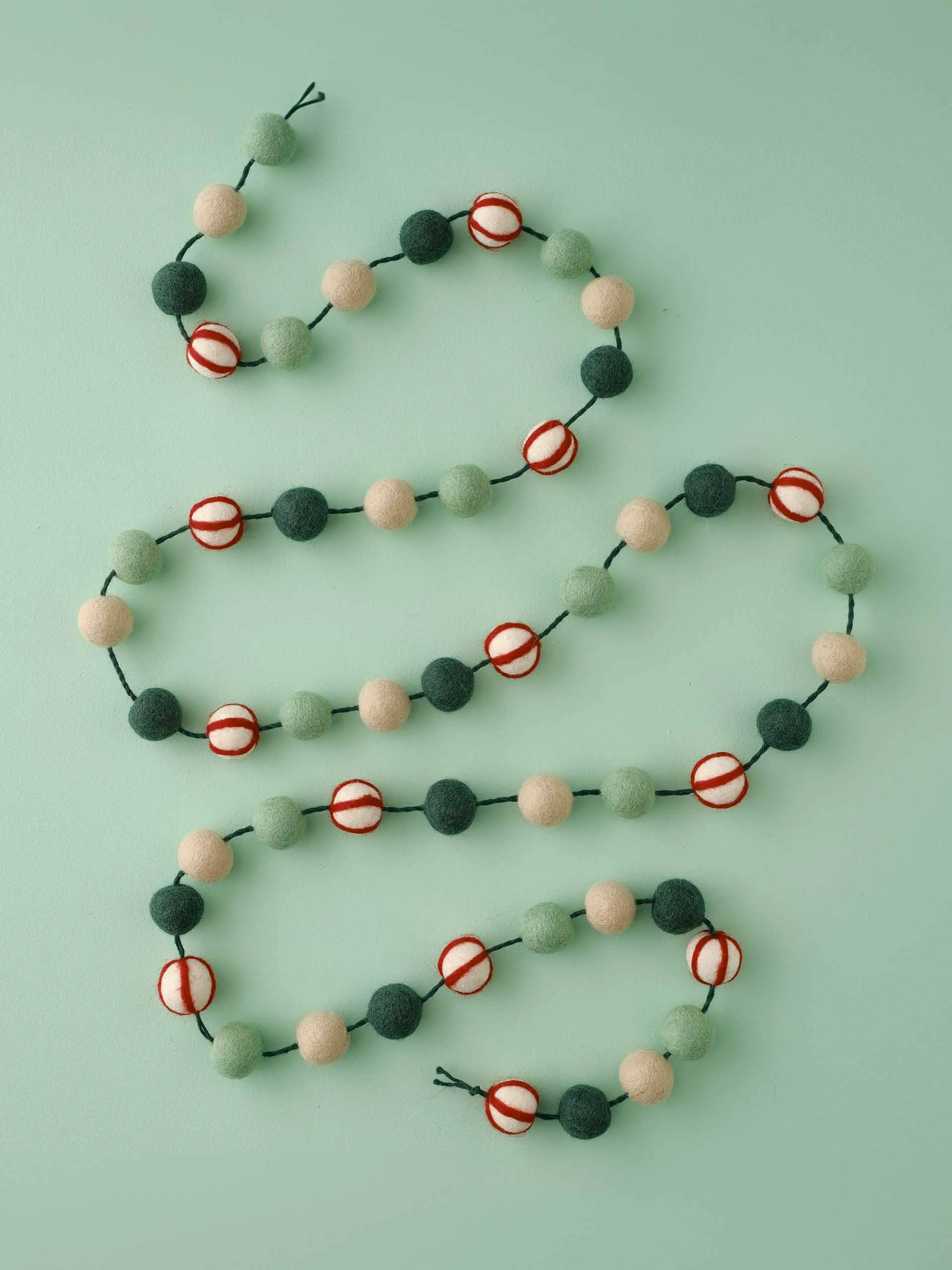Candy cane felt bead Christmas garland