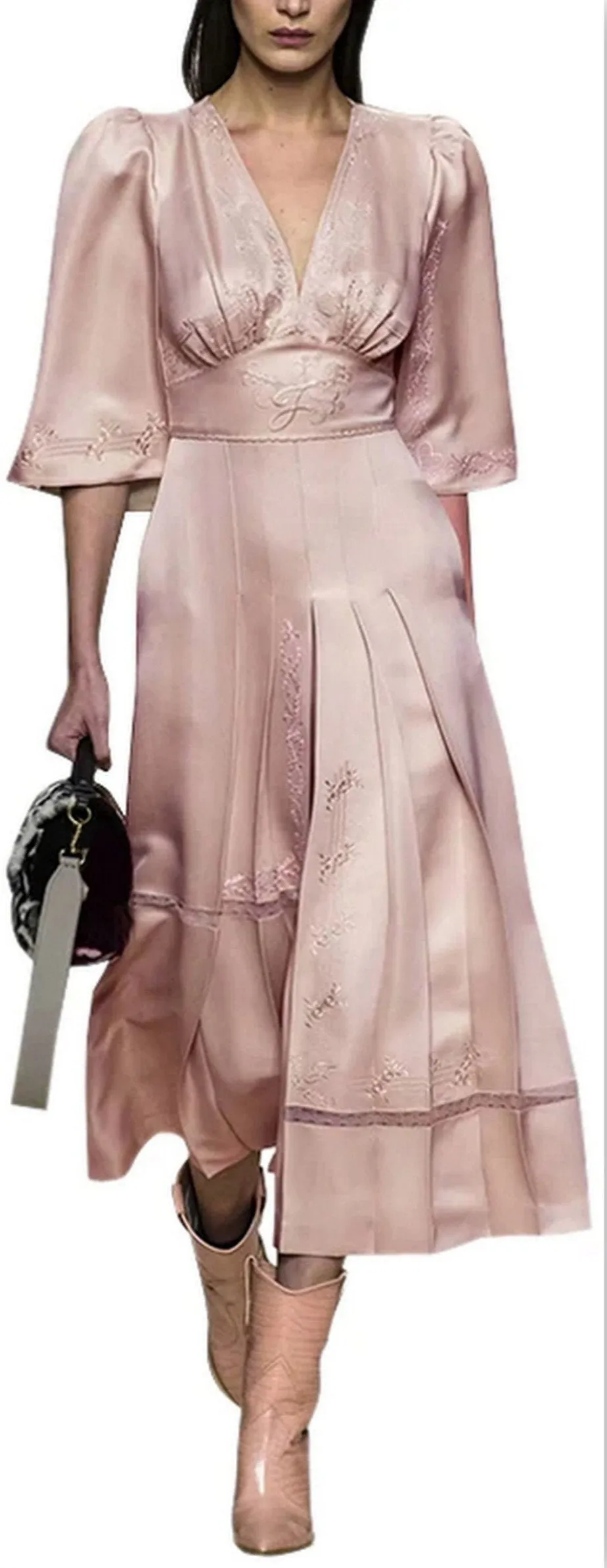 Cape Style Sleeves Dress, Light Pink