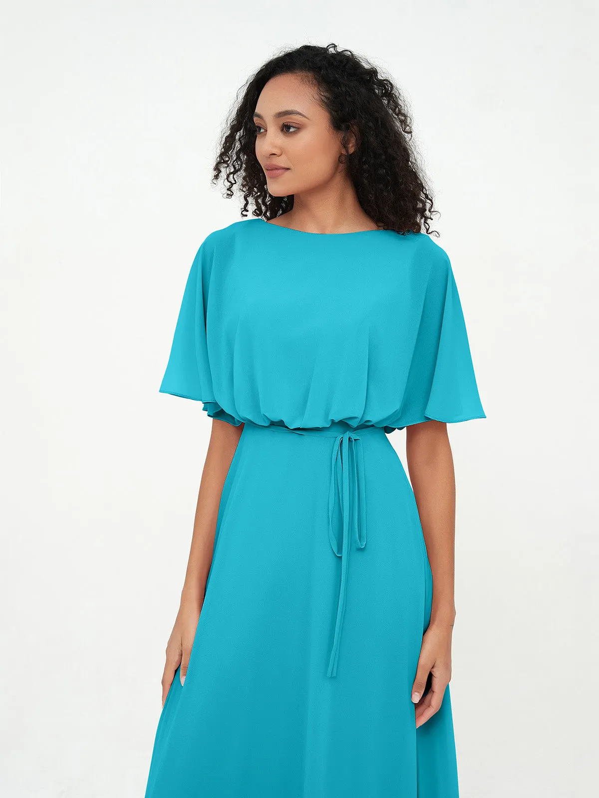 Chiffon Full Length Bridesmaid Dresses with Wrap Jade Plus Size