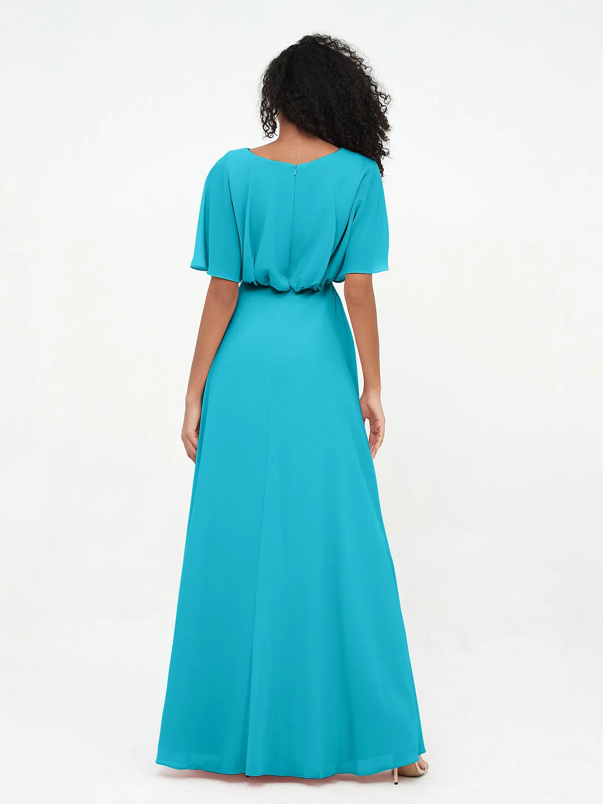 Chiffon Full Length Bridesmaid Dresses with Wrap Jade Plus Size