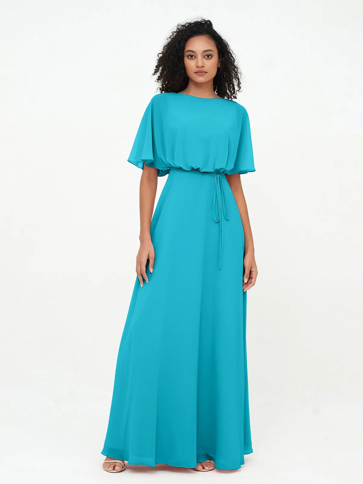 Chiffon Full Length Bridesmaid Dresses with Wrap Jade Plus Size