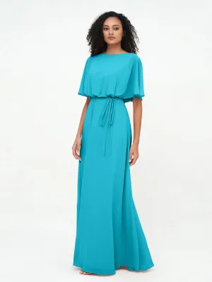 Chiffon Full Length Bridesmaid Dresses with Wrap Jade Plus Size