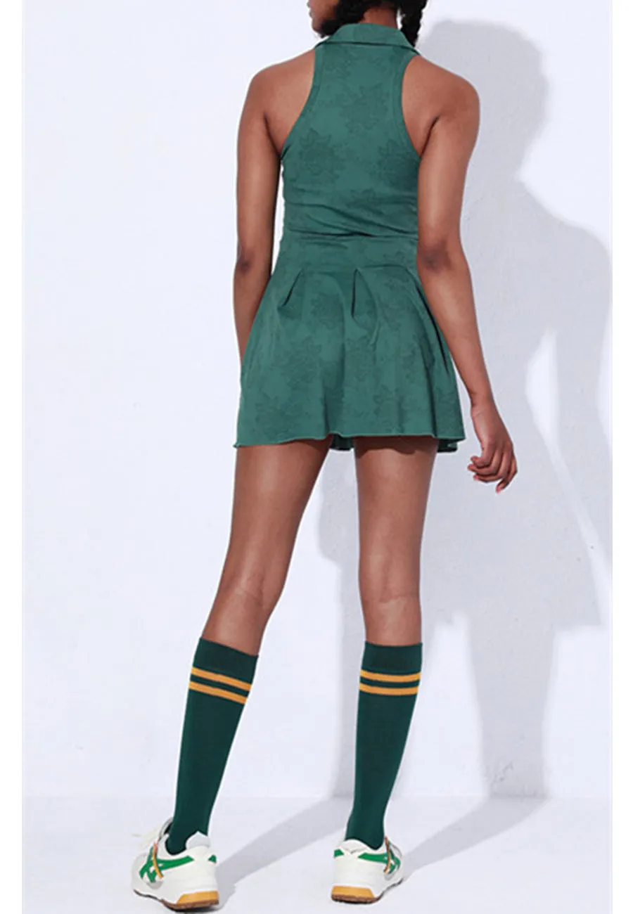 Collared Pleated Mini Exercise Dress by Anna-Kaci