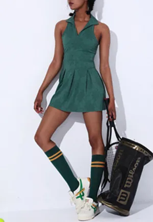 Collared Pleated Mini Exercise Dress by Anna-Kaci