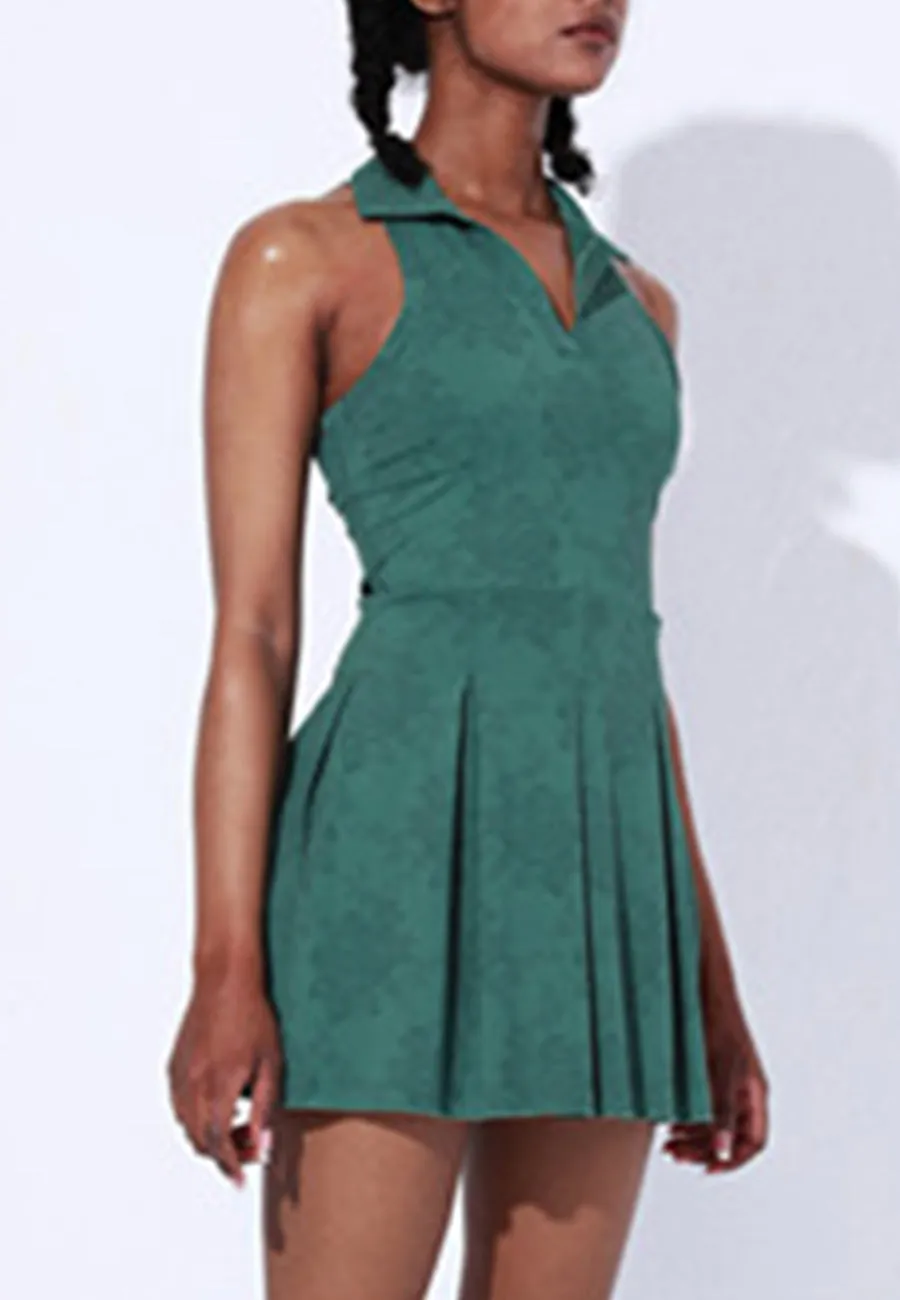Collared Pleated Mini Exercise Dress by Anna-Kaci