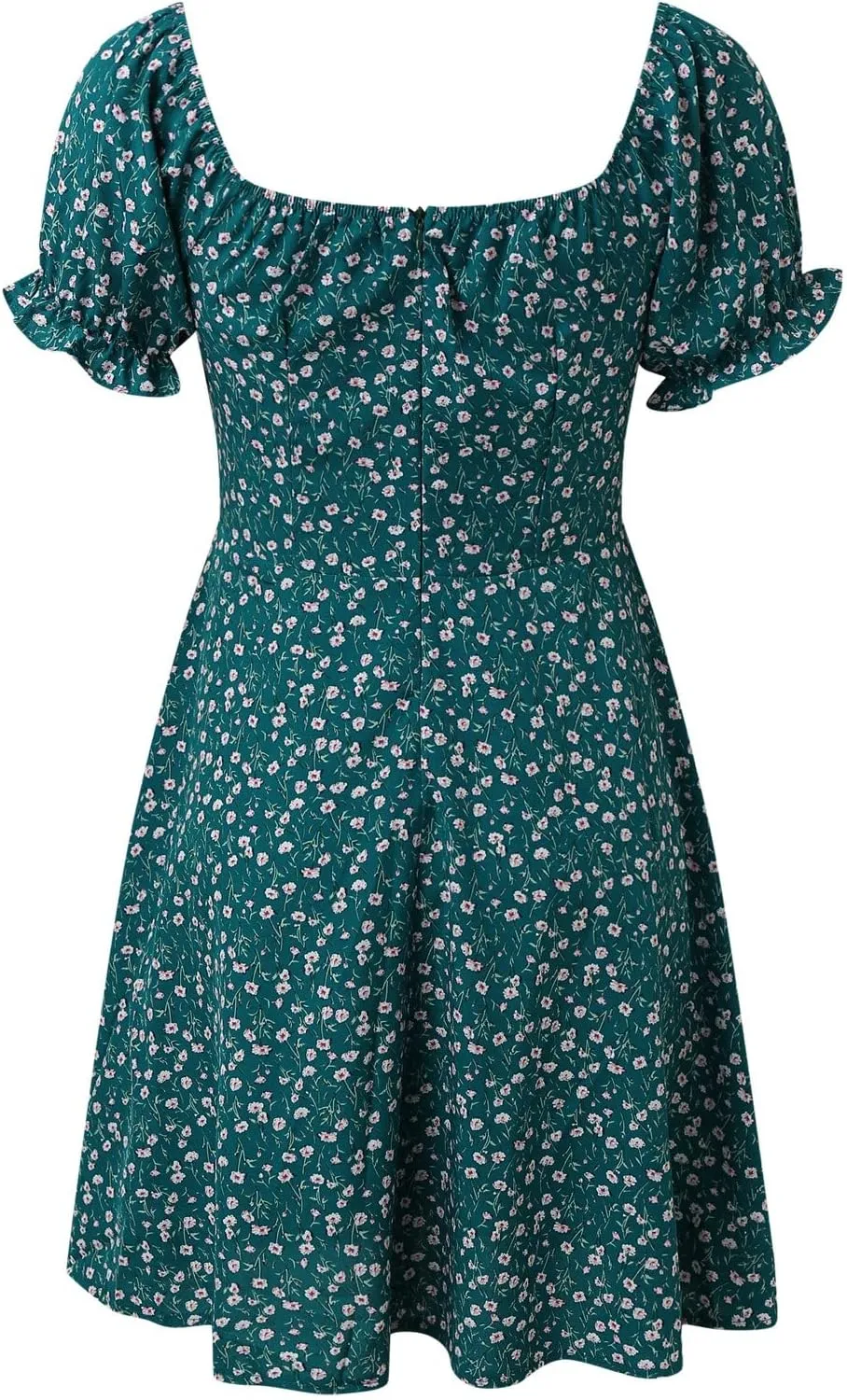 cooki Summer Dresses for Women 2024 V Neck Ruffle Puff Short Sleeve Tie Waist Casual A Line Floral Swing Mini Wrap Dress