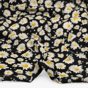 Deadstock Cosmic Daisy Viscose Voile - Black/Ecru