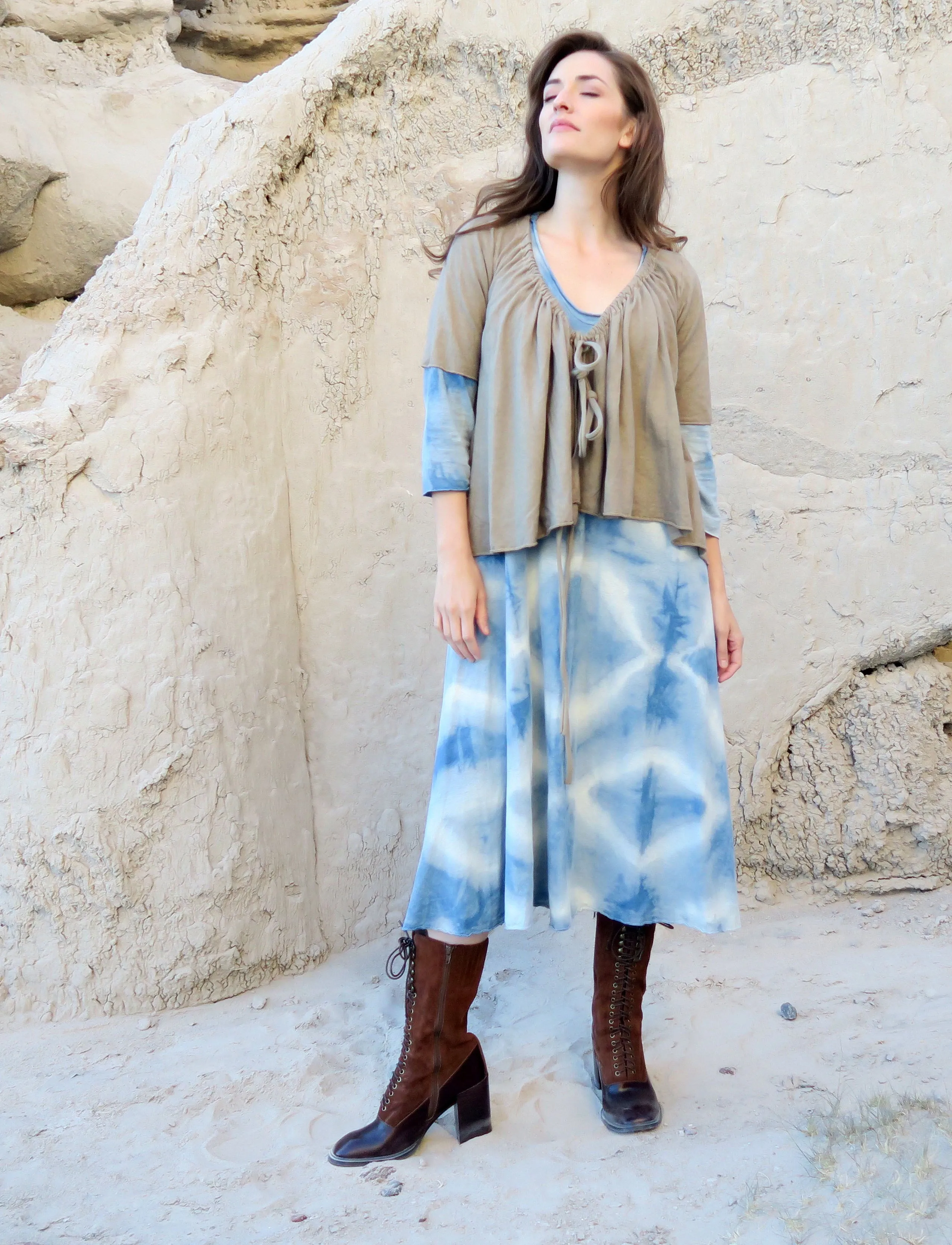 Drawstring Wrap Babydoll Shirt