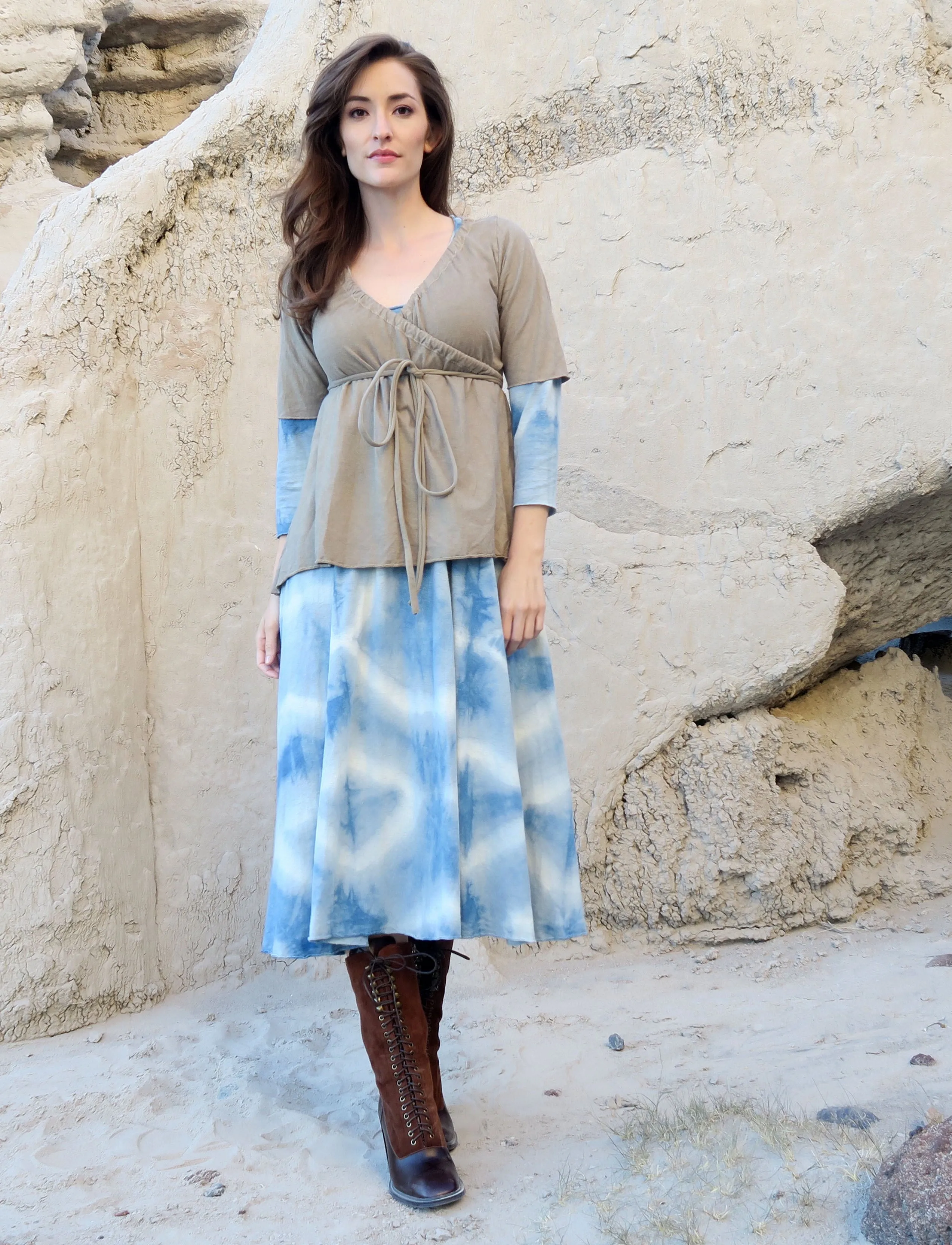 Drawstring Wrap Babydoll Shirt