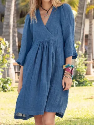 Dresses for Women 2023 The New Solid Color V-neck Oversize Loose Women's Dress Light and Breathable Party Dress Woman Clothing