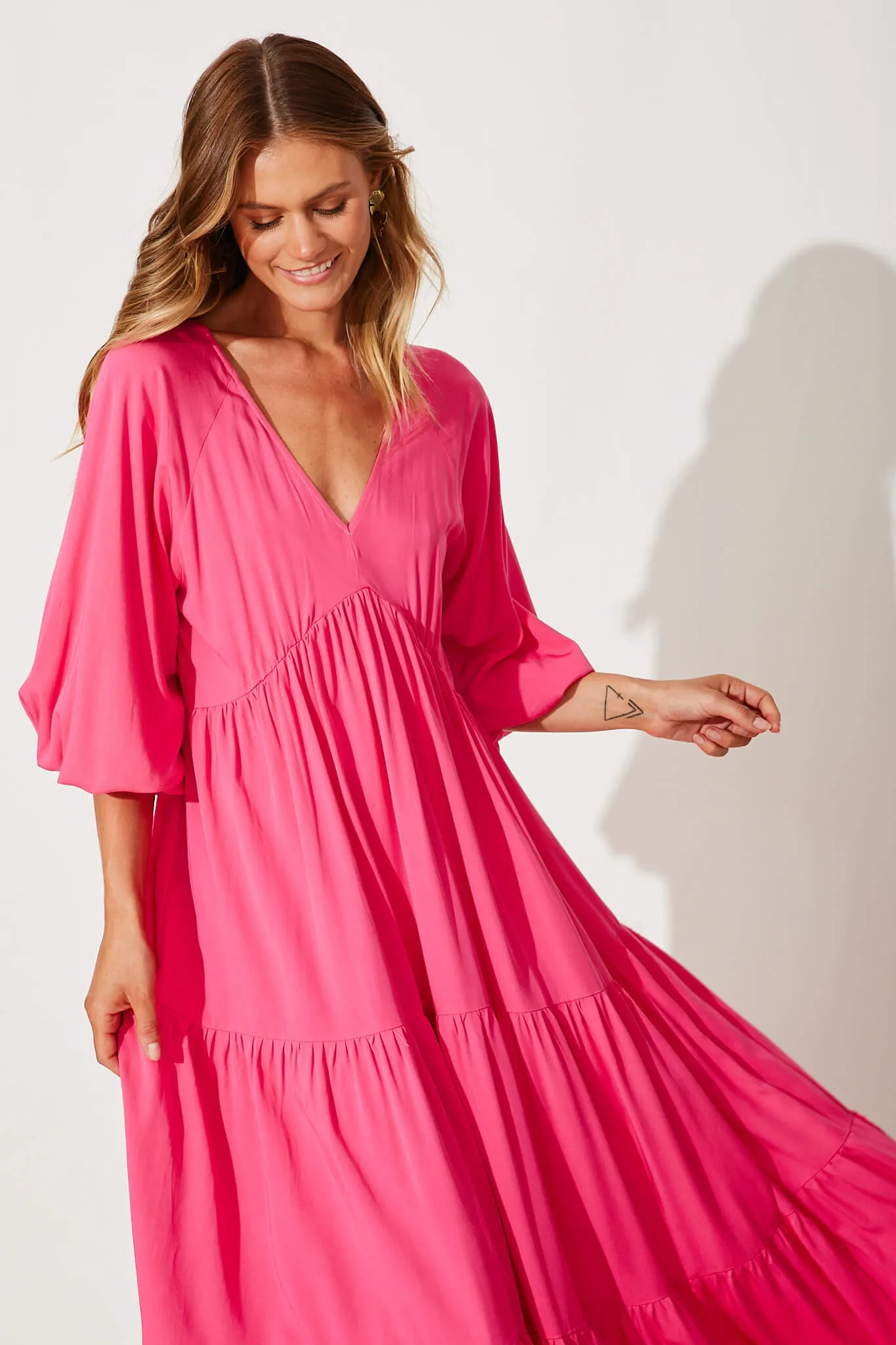 Effortless Maxi Dress In Hot Pink