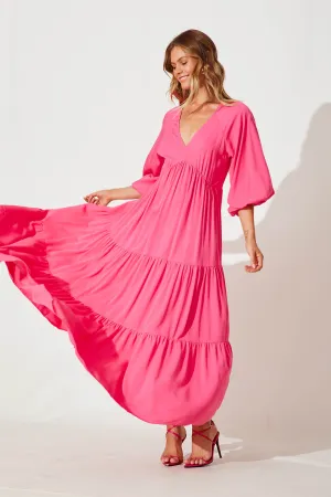 Effortless Maxi Dress In Hot Pink