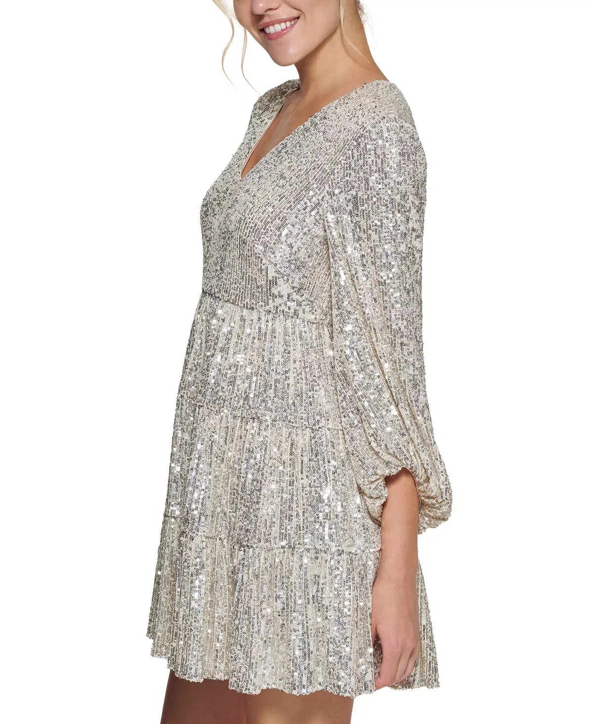 Eliza J Sequinned Tiered Fit & Flare Dress
