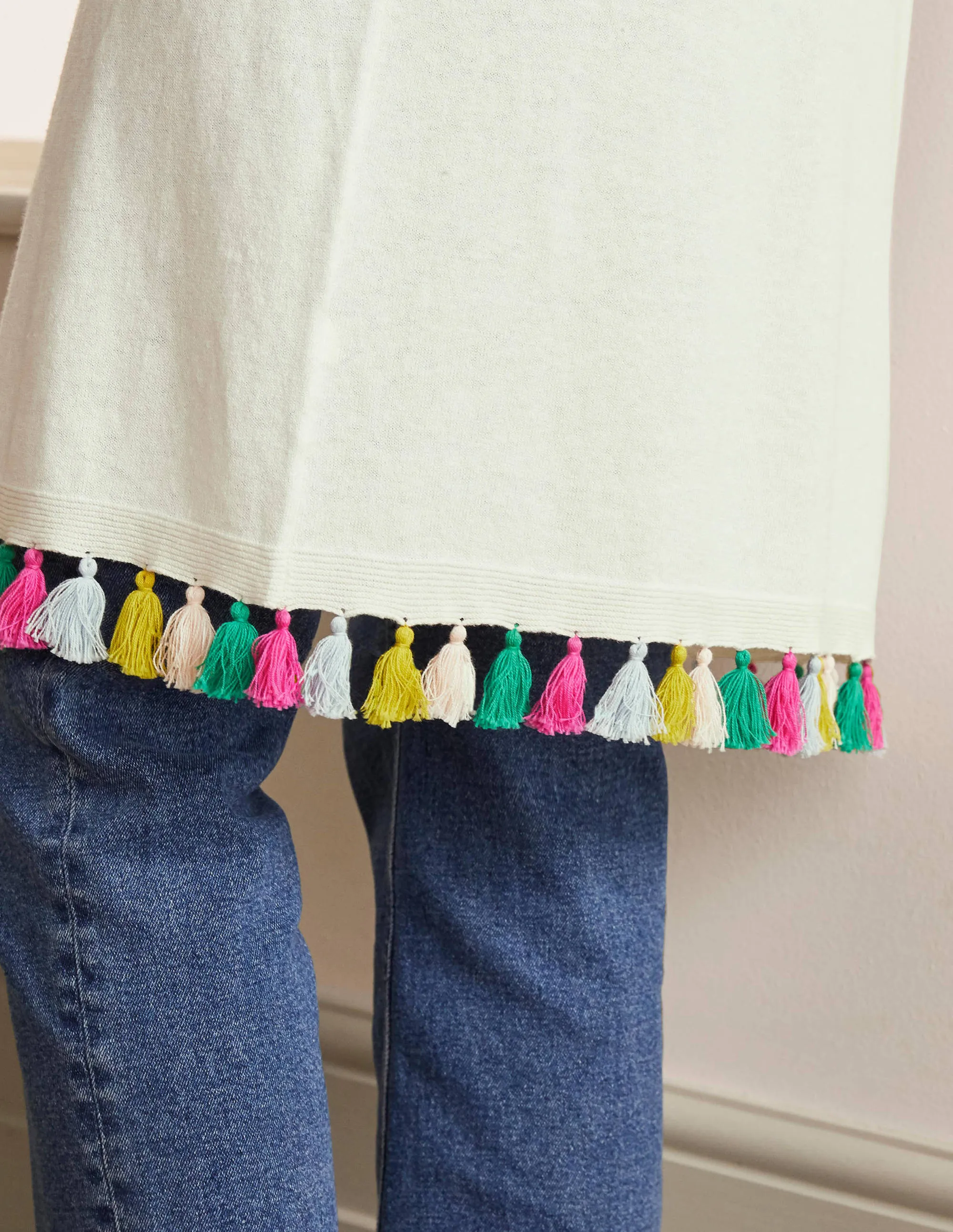 Elsdon Tassel Cardigan-Ivory