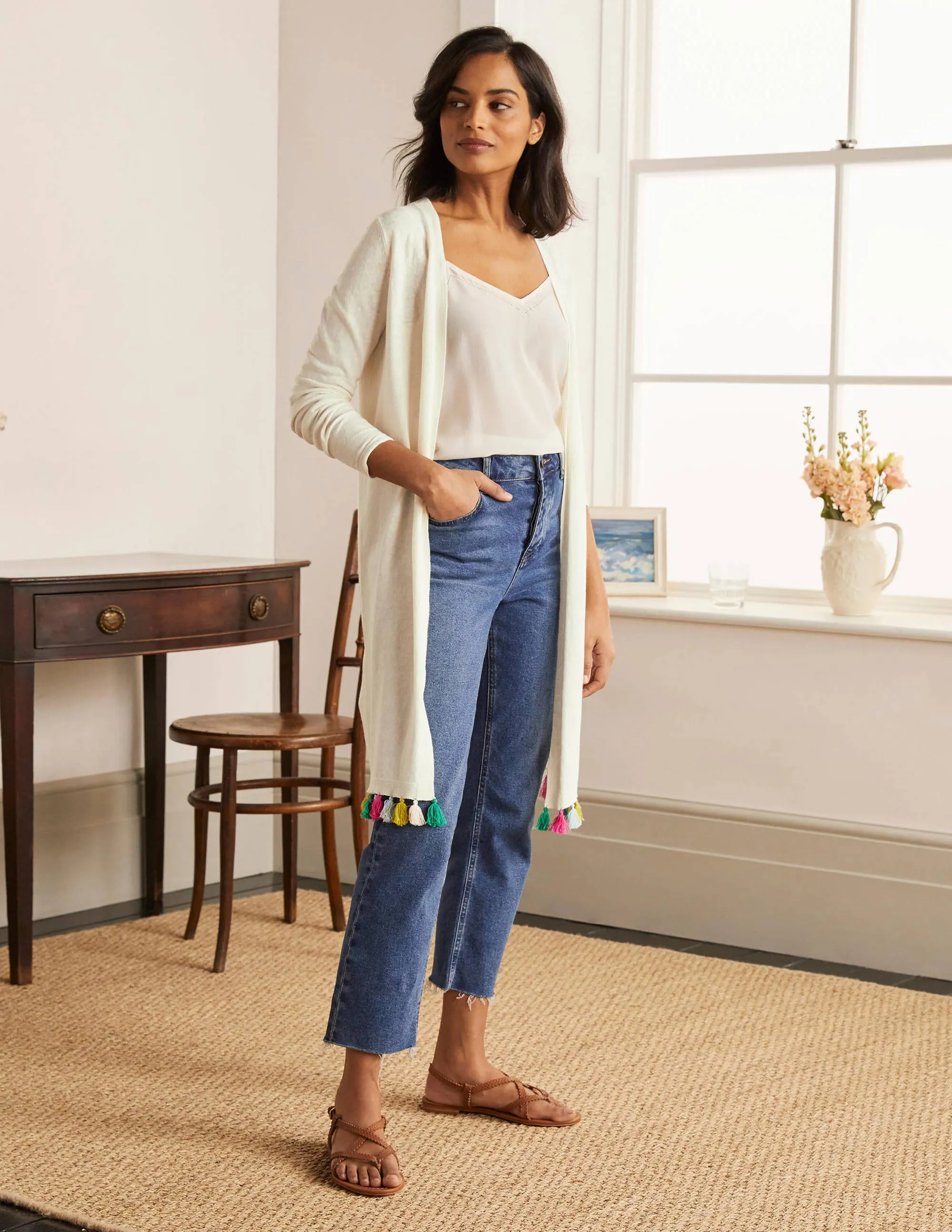 Elsdon Tassel Cardigan-Ivory
